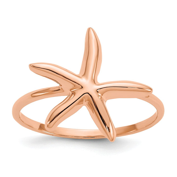 14k Rose Gold Polished Starfish Ring, Size: 7