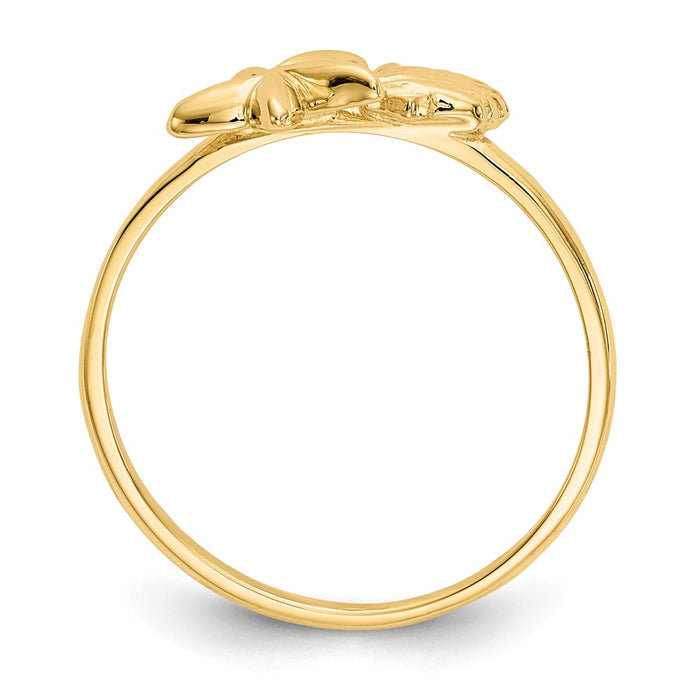 14k Yellow Gold Polished Shell & Starfish Ring, Size: 7