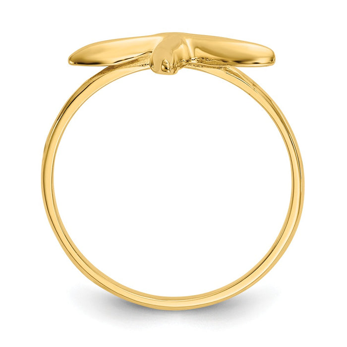 14k Yellow Gold Polished Starfish Ring, Size: 7