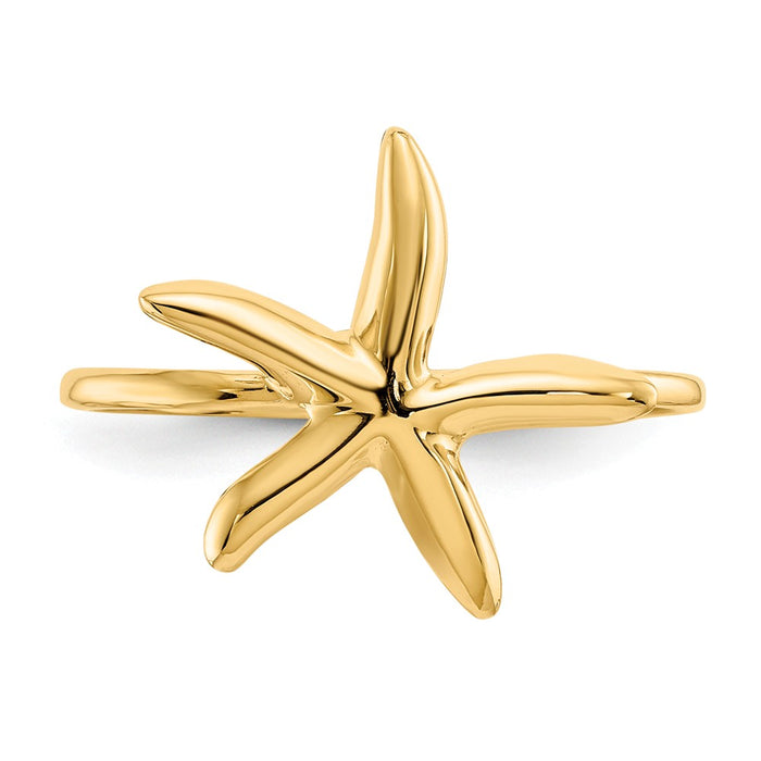 14k Yellow Gold Polished Starfish Ring, Size: 7