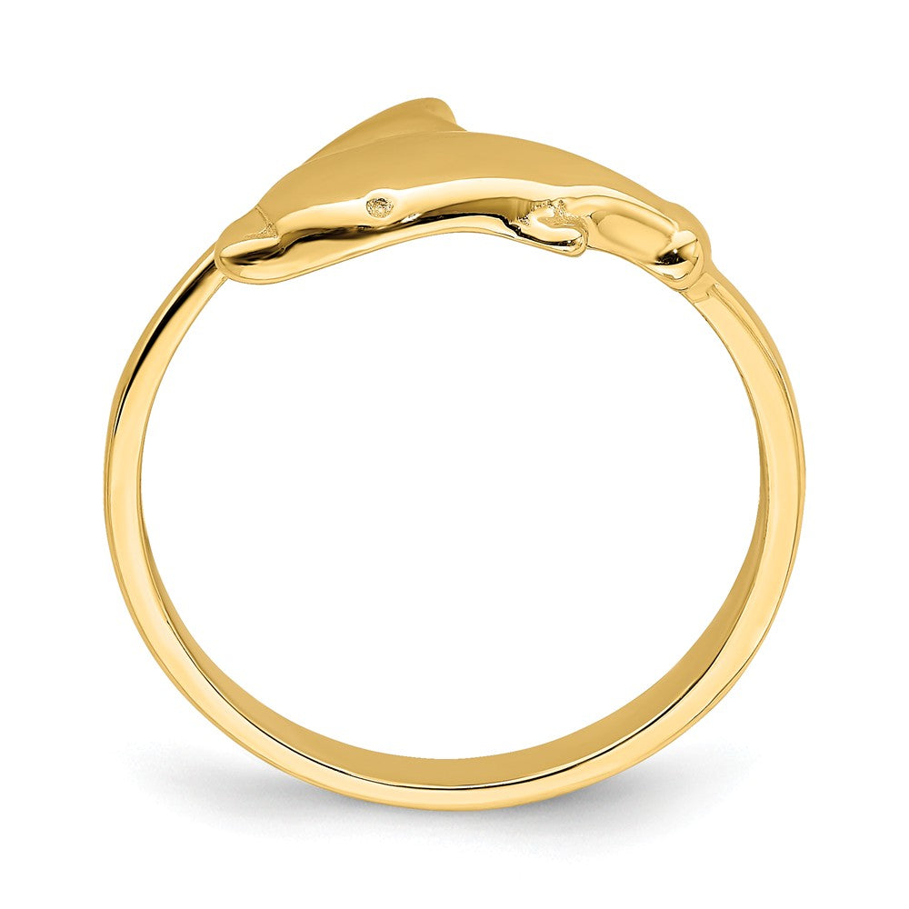 14k Yellow Gold Gold Polished Dolphin Ring, Size: 7
