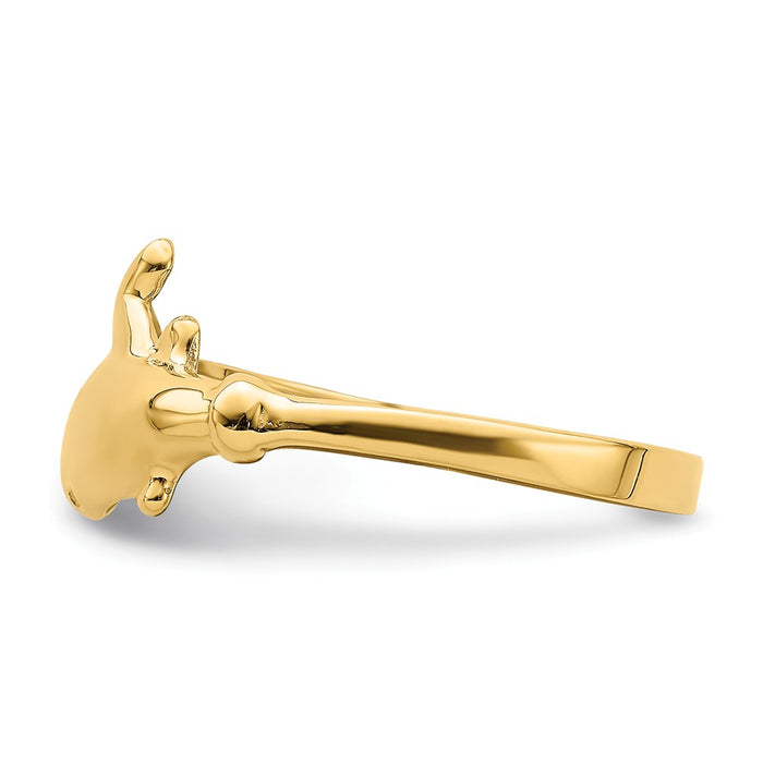14k Yellow Gold Gold Polished Dolphin Ring, Size: 7