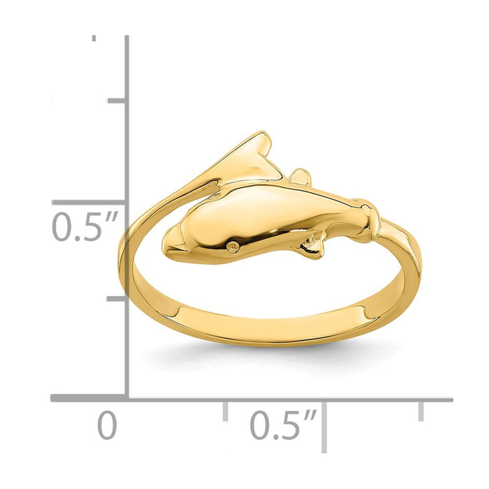 14k Yellow Gold Gold Polished Dolphin Ring, Size: 7