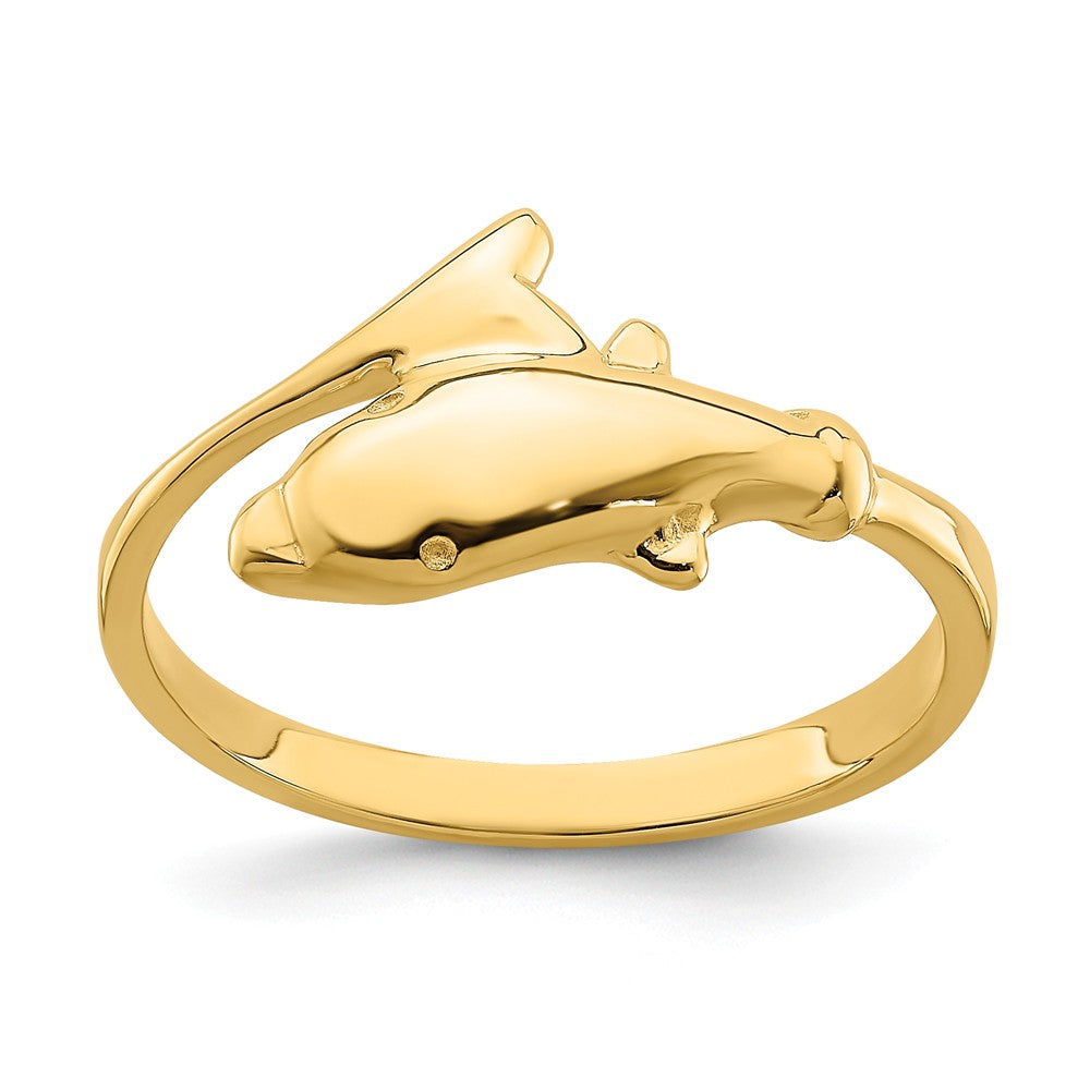 14k Yellow Gold Gold Polished Dolphin Ring, Size: 7