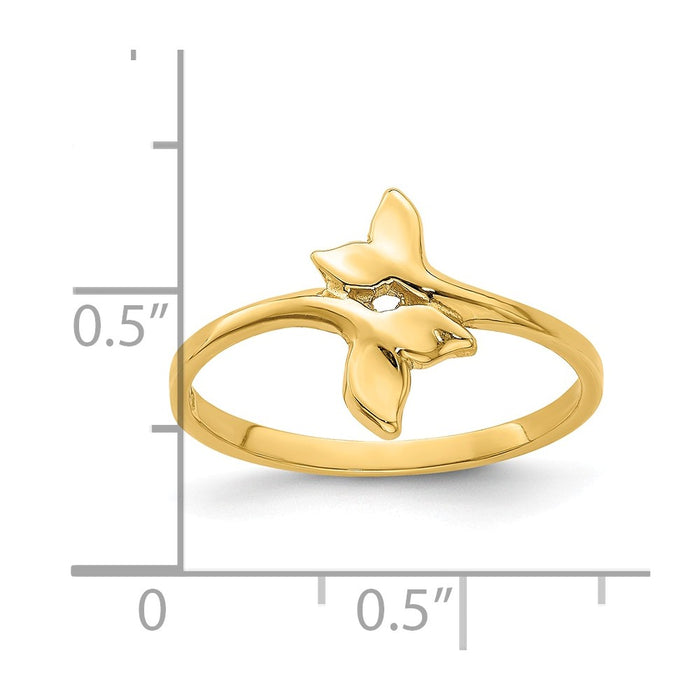 14k Yellow Gold Gold Polished Double Whale Tale Ring, Size: 7