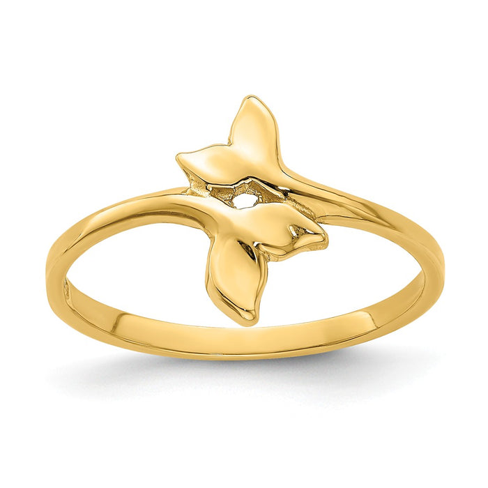 14k Yellow Gold Gold Polished Double Whale Tale Ring, Size: 7