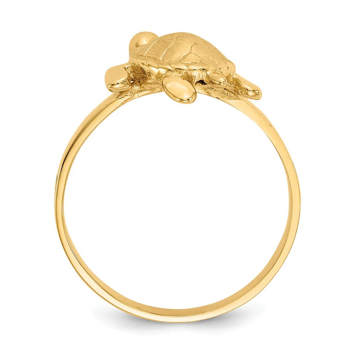 14k Yellow Gold Gold Polished & Textured Sea Turtle Ring, Size: 7