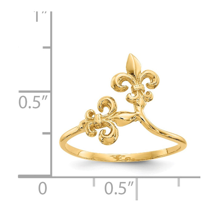 14k Yellow Gold Polished Fleur De Lis Ring, Size: 6.5