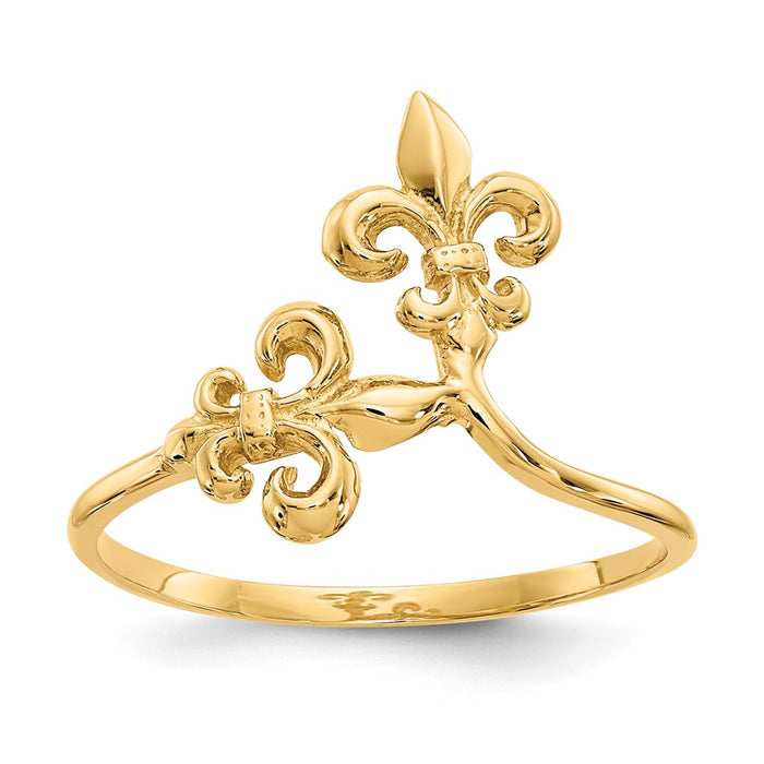 14k Yellow Gold Polished Fleur De Lis Ring, Size: 6.5