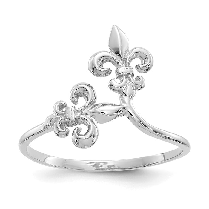 14k White Gold Polished Fleur De Lis Ring, Size: 7