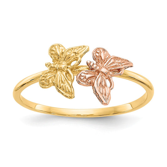 14k Two-Tone Gold Polished Butterfly Ring, Size: 7