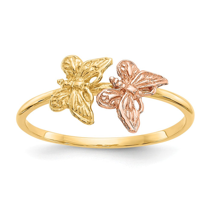 14k Two-Tone Gold Polished Butterfly Ring, Size: 7