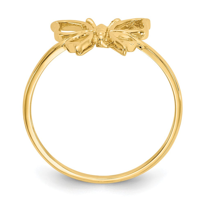 14k Yellow Gold Polished Butterfly Ring, Size: 7
