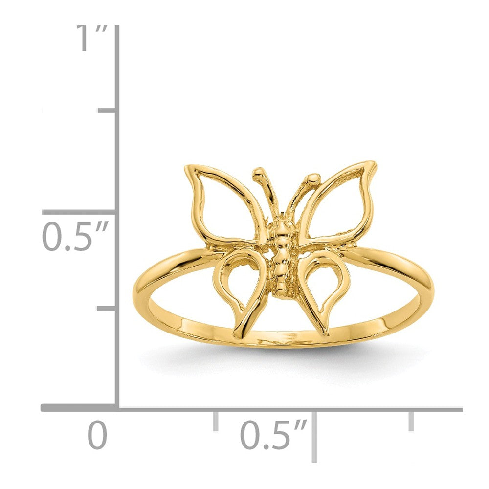 14k Yellow Gold Polished Butterfly Ring, Size: 7