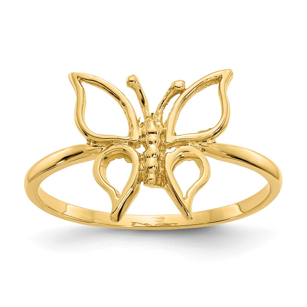 14k Yellow Gold Polished Butterfly Ring, Size: 7