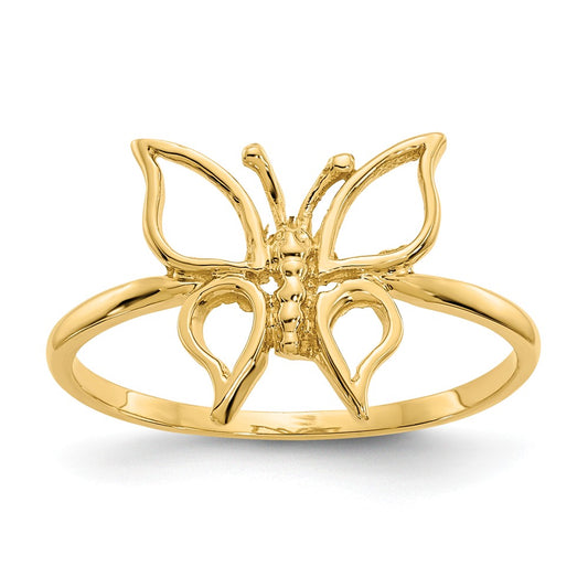 14k Yellow Gold Polished Butterfly Ring, Size: 7