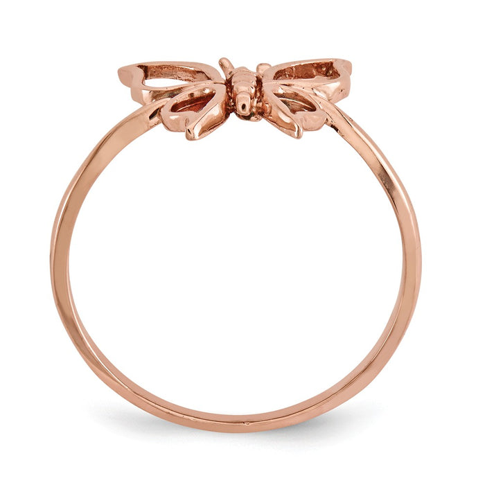 14k Rose Gold Polished Butterfly Ring, Size: 7