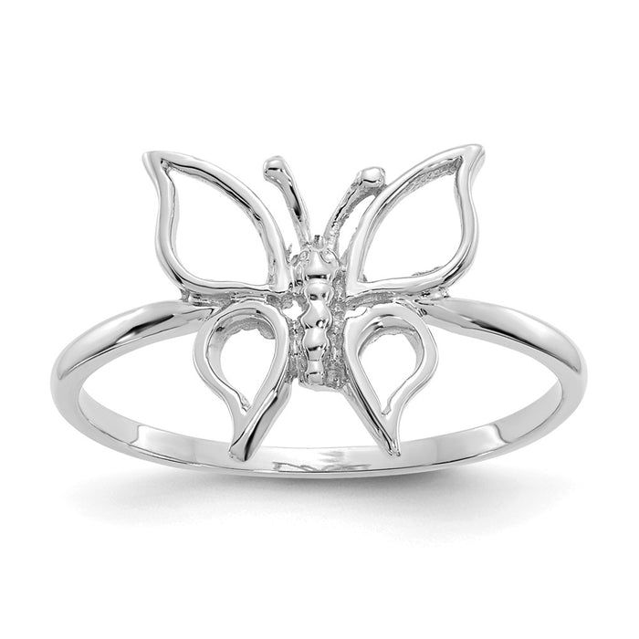 14k White Gold Polished Butterfly Ring, Size: 7