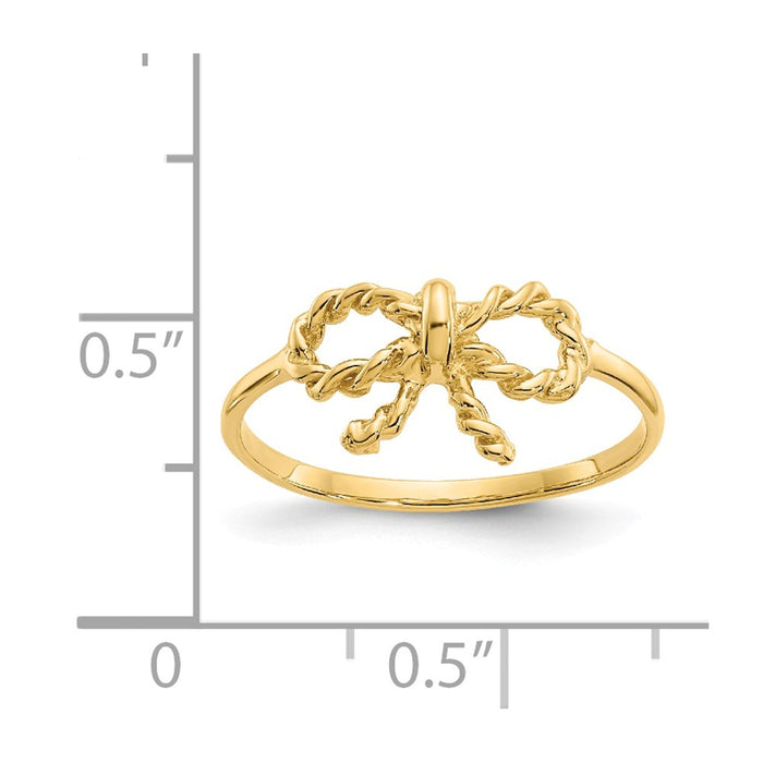 14k Yellow Gold Polished Bow Ring, Size: 6