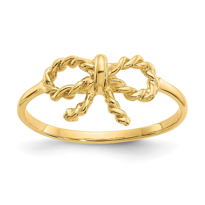 14k Yellow Gold Polished Bow Ring, Size: 6