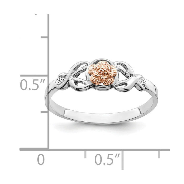 14K White & Rose Gold Polished Flower Ring, Size: 7