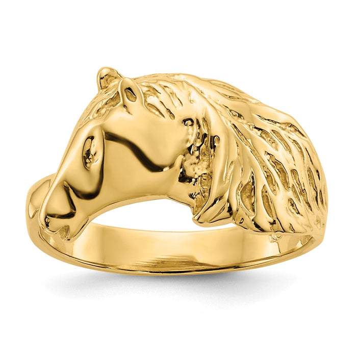 14k Yellow Gold Gold Polished Horse Head Ring, Size: 7
