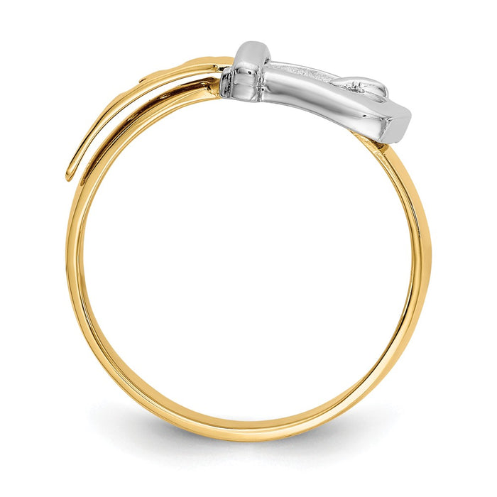 14k Two-Tone Gold Polished Buckle Ring, Size: 7