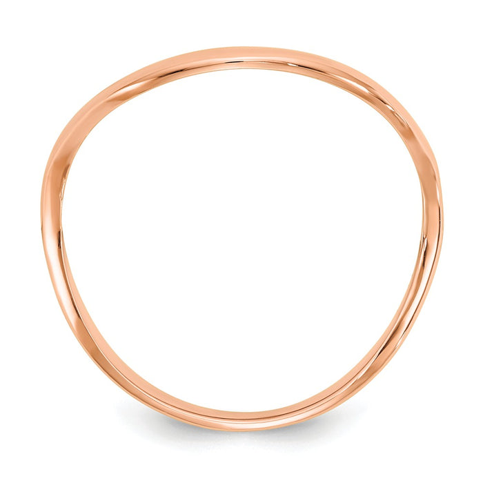 14K Rose Gold Wave Fashion Thumb Ring, Size: 9