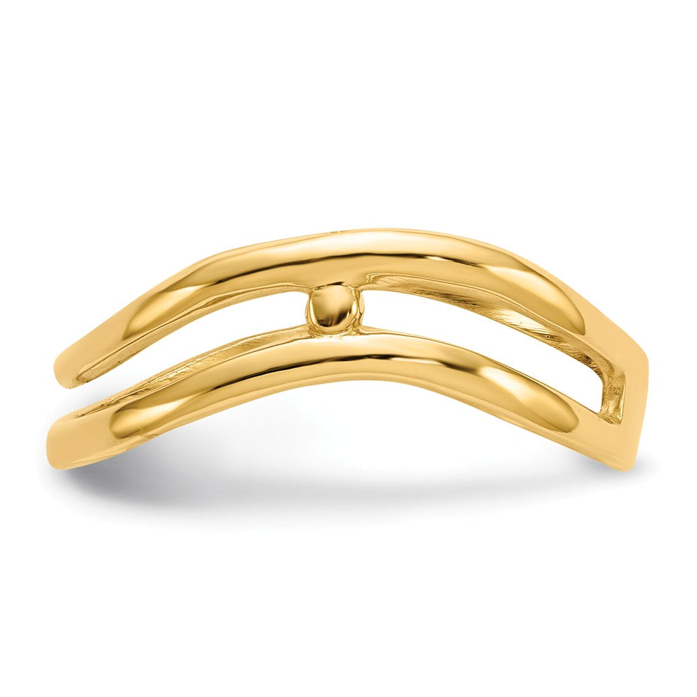 14k Yellow Gold Gold Polished Double Wave Fashion Thumb Ring, Size: 9