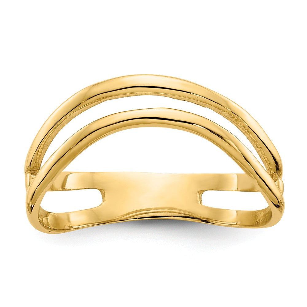 14k Yellow Gold Gold Polished Double Wave Fashion Thumb Ring, Size: 9