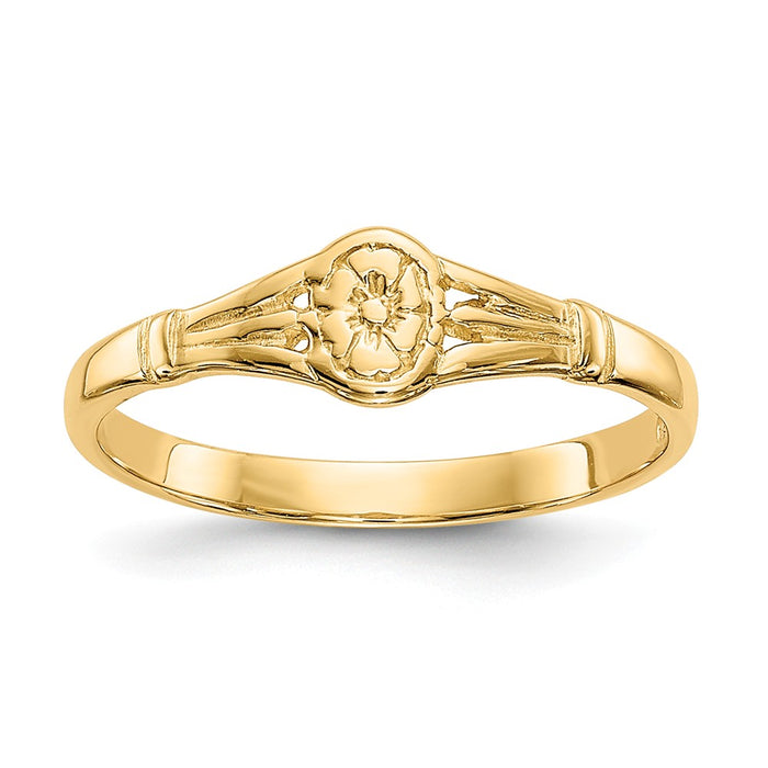 14k Yellow Gold Gold Polished Oval Baby Ring, Size: 2.25