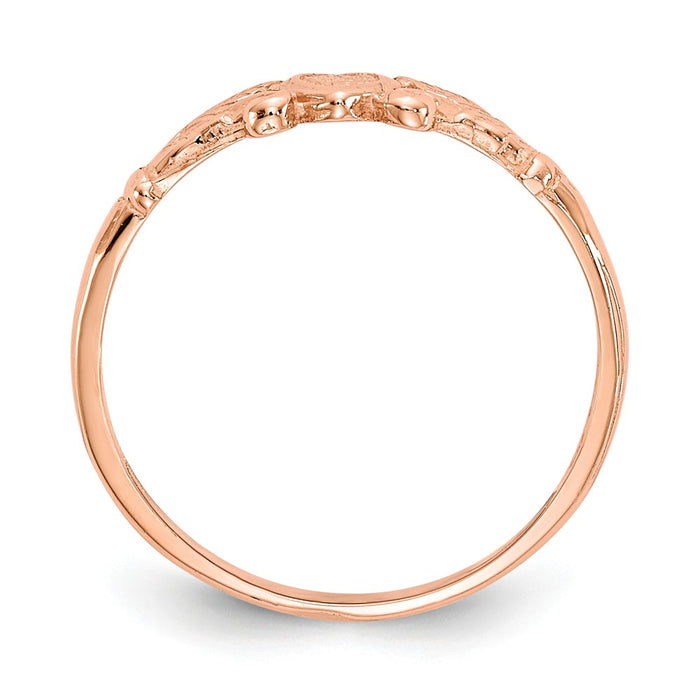 14K Rose Gold Textured Mini Heart Baby Ring, Size: 1
