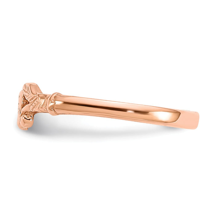 14K Rose Gold Textured Mini Heart Baby Ring, Size: 1