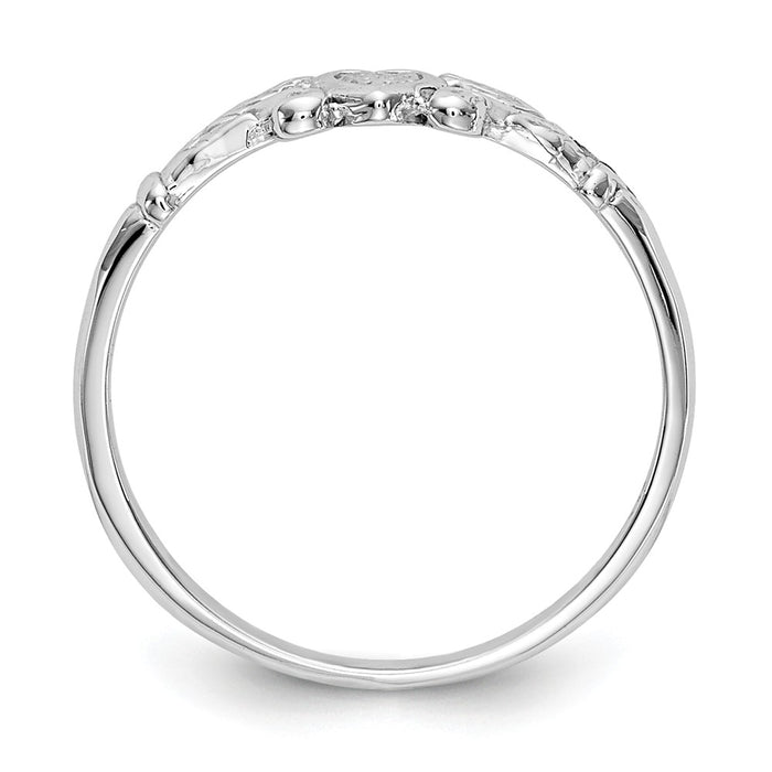 14K White Gold Textured Mini Heart Baby Ring, Size: 1