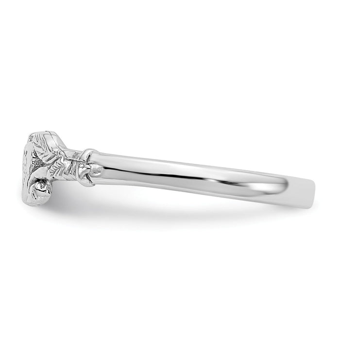 14K White Gold Textured Mini Heart Baby Ring, Size: 1