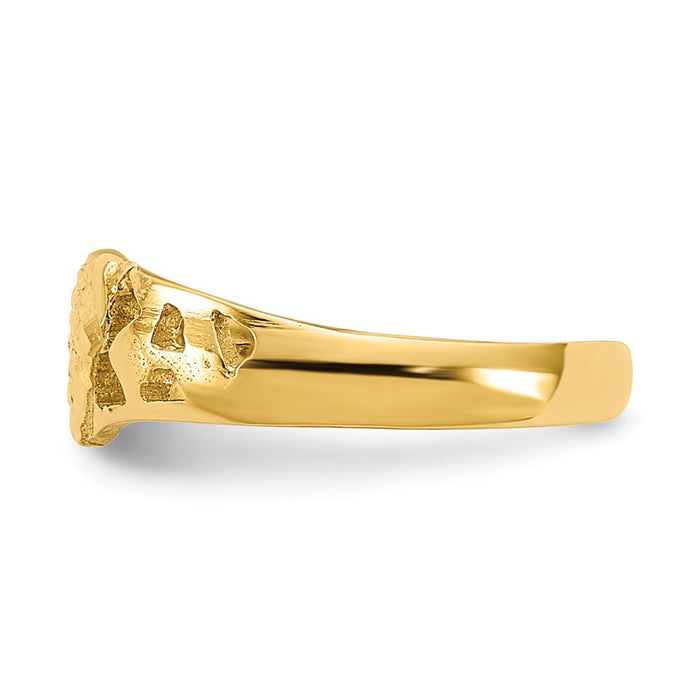 14k Yellow Gold Polished and Textured Heart Toe Ring