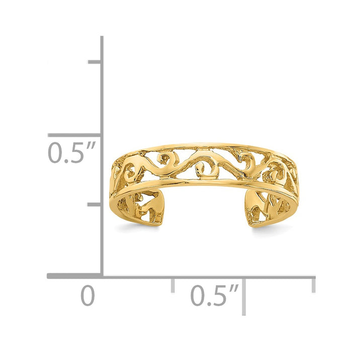 14k Yellow Gold Polished and Diamond-cut Toe Ring