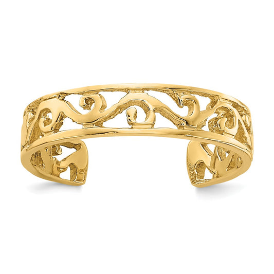 14k Yellow Gold Polished and Diamond-cut Toe Ring