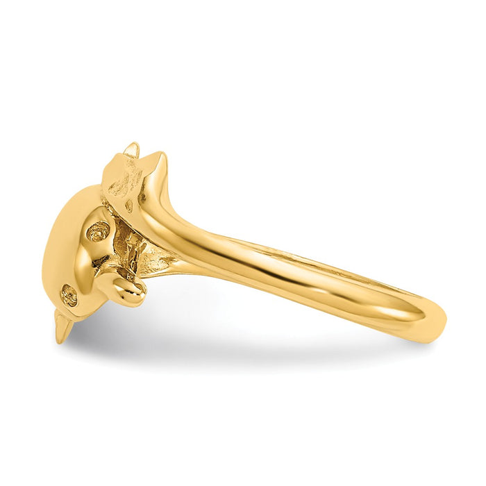 14k Yellow Gold Polished and Diamond-cut Dolphin Toe Ring