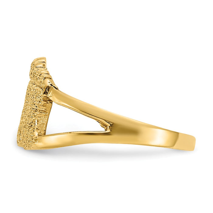 14k Yellow Gold Diamond-cut and Sand Blasted Foot Print Toe Ring