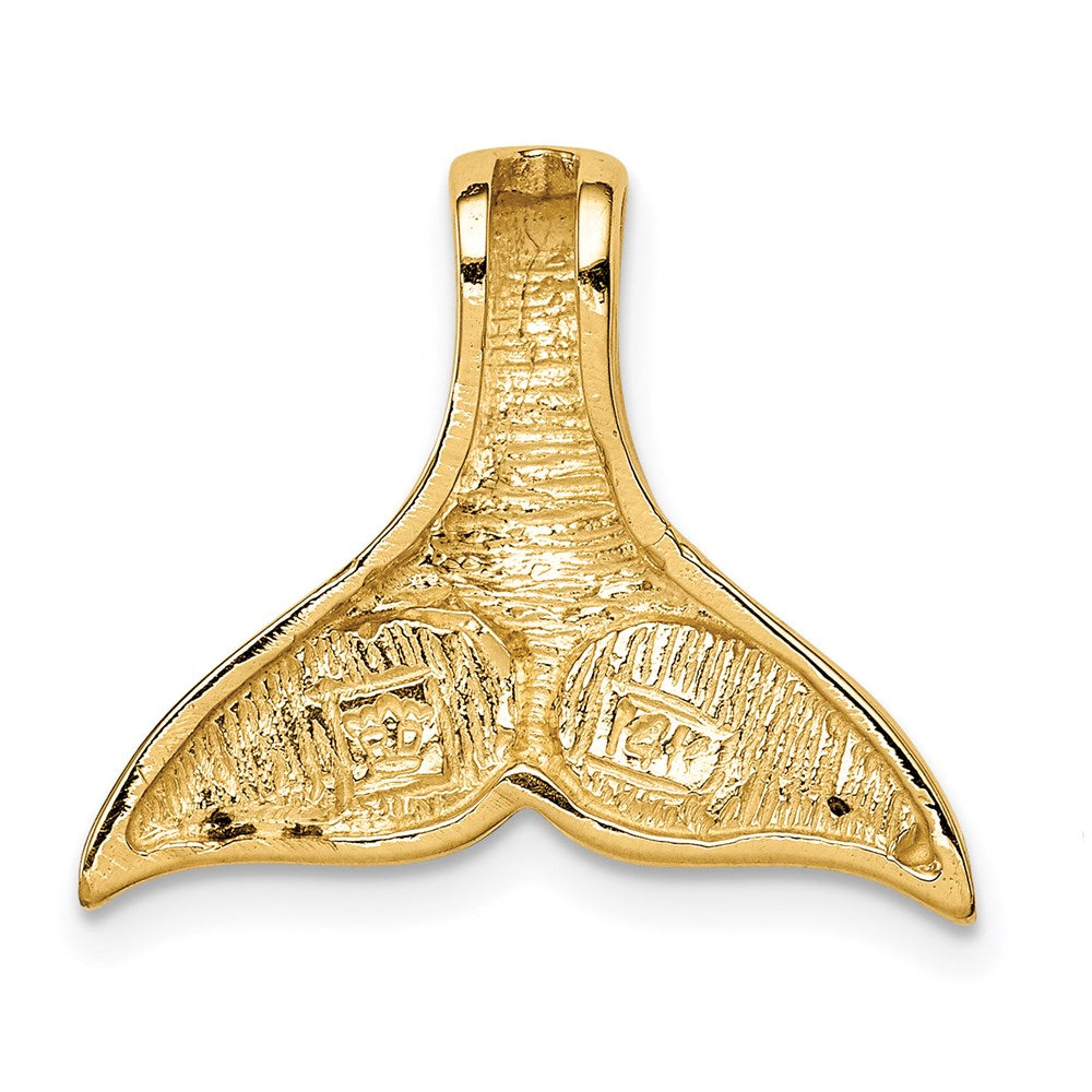 Million Charms 14K Yellow Gold Themed Polished With Imitation Blue Opal Whale Tail Slide