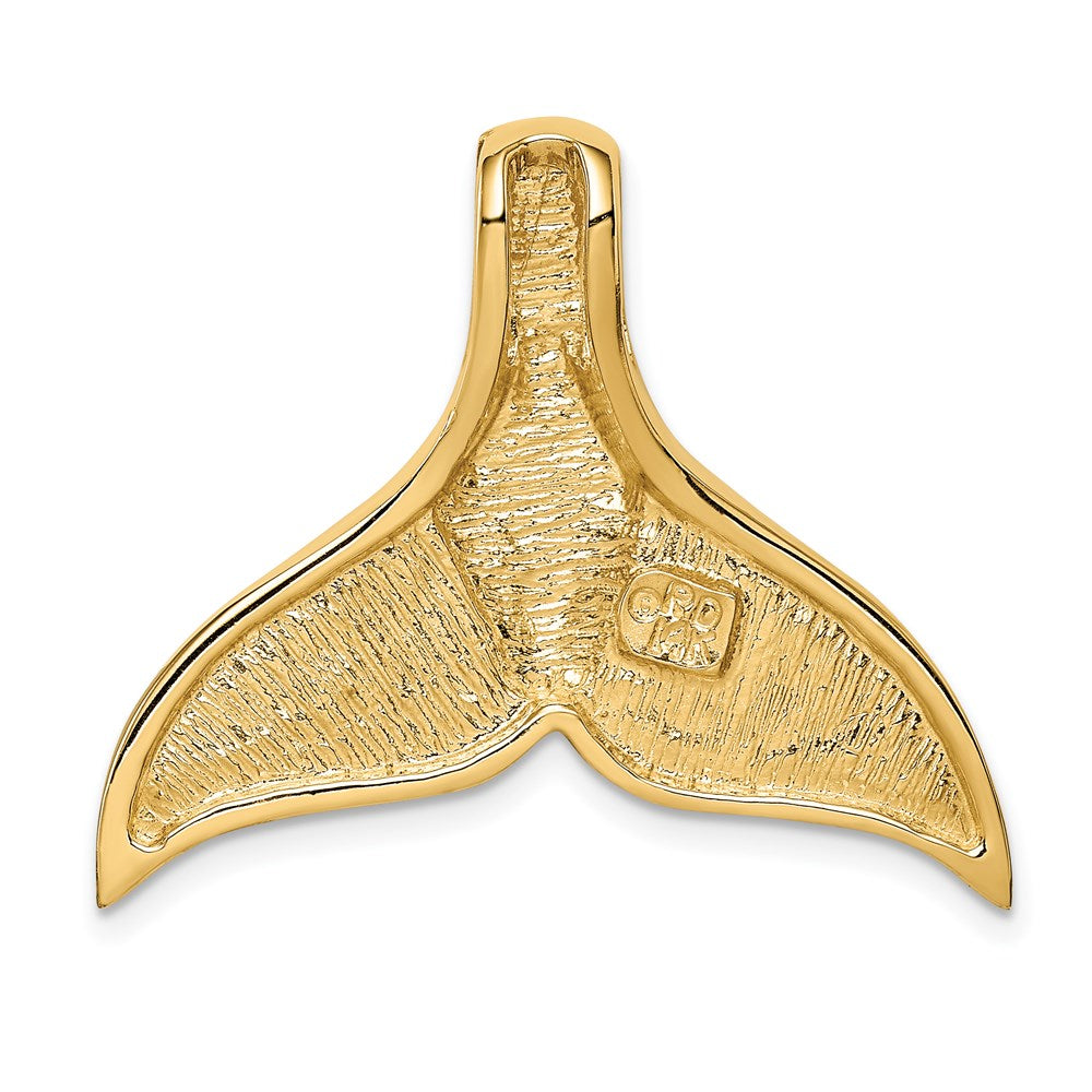 Million Charms 14K Yellow Gold Themed Polished With Imitation Blue Opal Whale Tail Slide