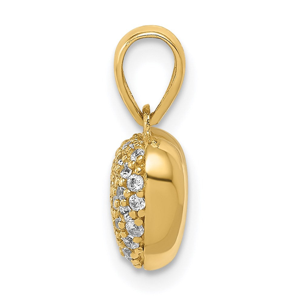 Million Charms 14K Yellow Gold Themed Polished (Cubic Zirconia) CZ Heart Pendant