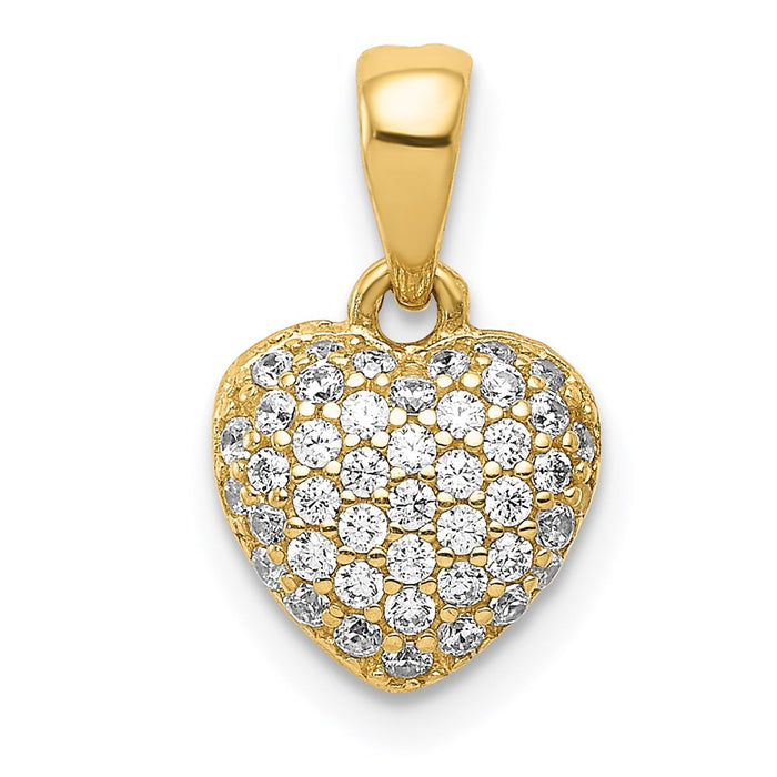 Million Charms 14K Yellow Gold Themed Polished (Cubic Zirconia) CZ Heart Pendant