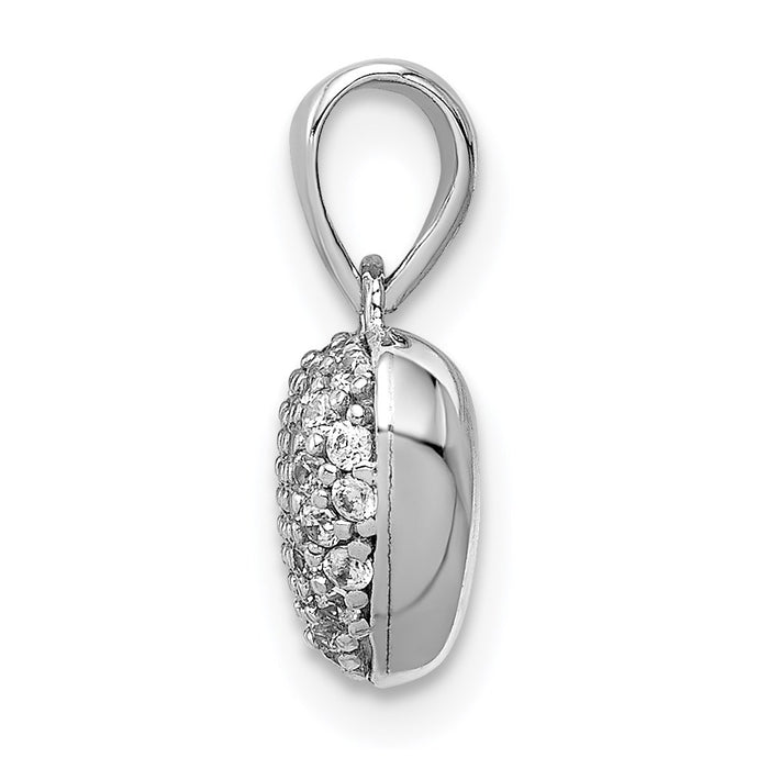 Million Charms 14K White Gold Themed Pav‚ (Cubic Zirconia) CZ Polished Heart Pendant