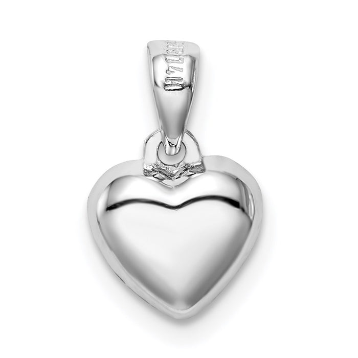 Million Charms 14K White Gold Themed Pav‚ (Cubic Zirconia) CZ Polished Heart Pendant