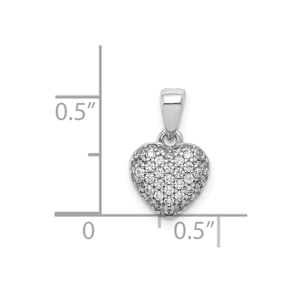 Million Charms 14K White Gold Themed Pav‚ (Cubic Zirconia) CZ Polished Heart Pendant