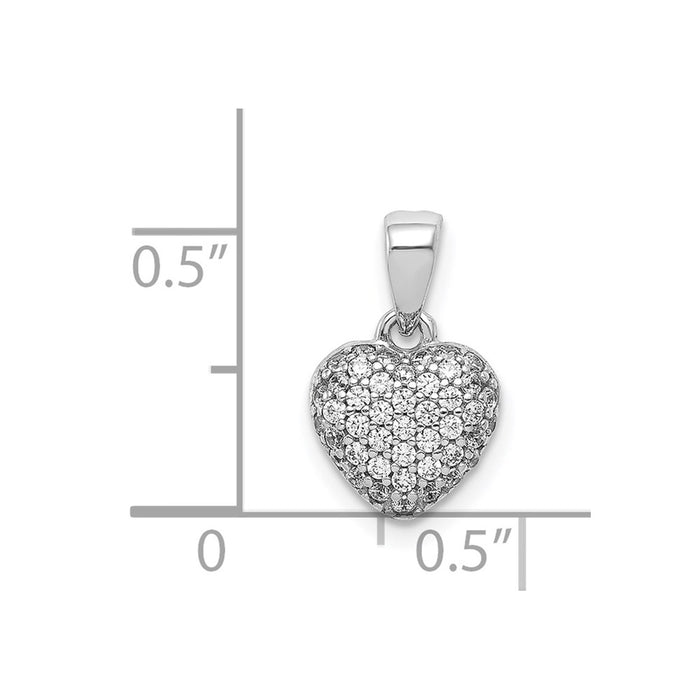 Million Charms 14K White Gold Themed Pav‚ (Cubic Zirconia) CZ Polished Heart Pendant