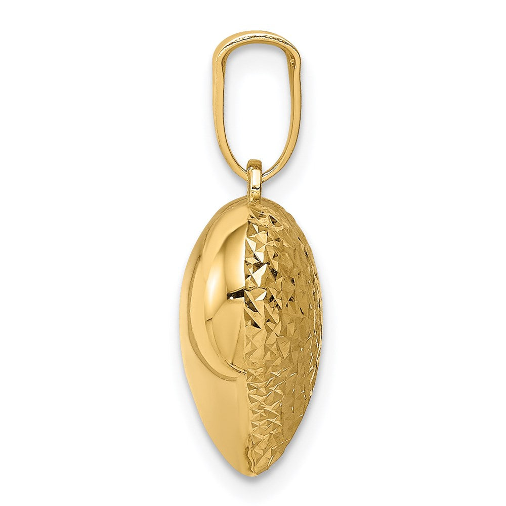 Million Charms 14K Yellow Gold Themed Polished & Textured 3-D Heart Pendant