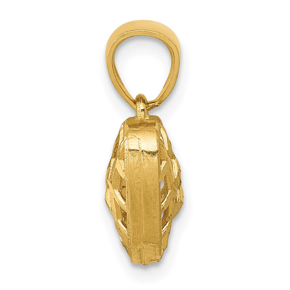 Million Charms 14K Yellow Gold Themed Polished 3-D Heart Pendant